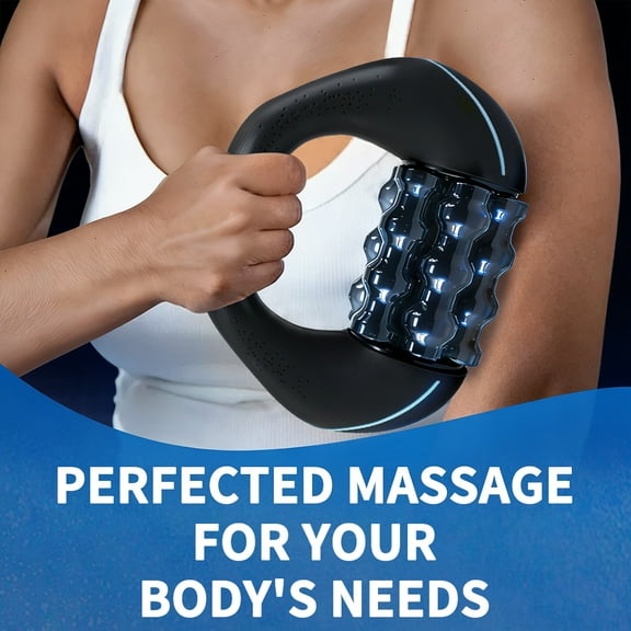 Rolling Percussive Massager Handheld Deep Tissue Muscle Relief, 3-Speed with Powered Rolling, Portable, Rechargeable, for Full Body Recovery