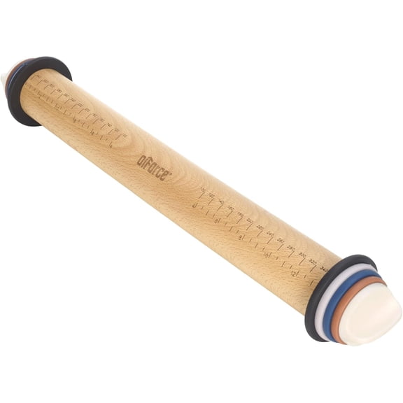Rolling Pin with Adjustable Thickness Rings, Wooden Rolling Pin for Baking, 13.6" Precise Dough Roller for Baking Fondant, Pizza, Pie, Pastry, Pasta, Cookies and More