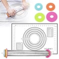 thumbnail image 1 of Rolling Pin And Baking Mat Set Rolling Pins With Adjustable Thickness Rings Stainless Dough Roller For Baking Fondant Pizza Pie Pasta Cookies,Rolling Pin, 1 of 8