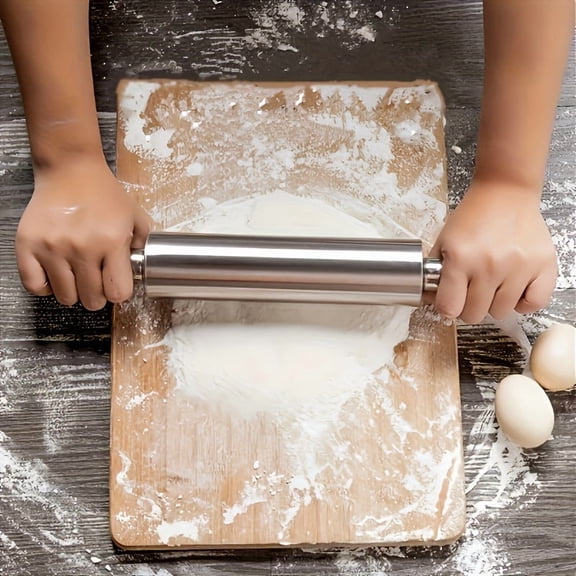 Rolling Pin for Baking, Wooden Household Noodle Pressing Tool, Dough Roller for Pie Crust Pizza Pasta Dumpling Skin, Kitchen Baking Supplies for Home Use, A