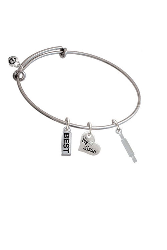 Rolling Pin Big Sister Heart Expandable Bangle Bracelet