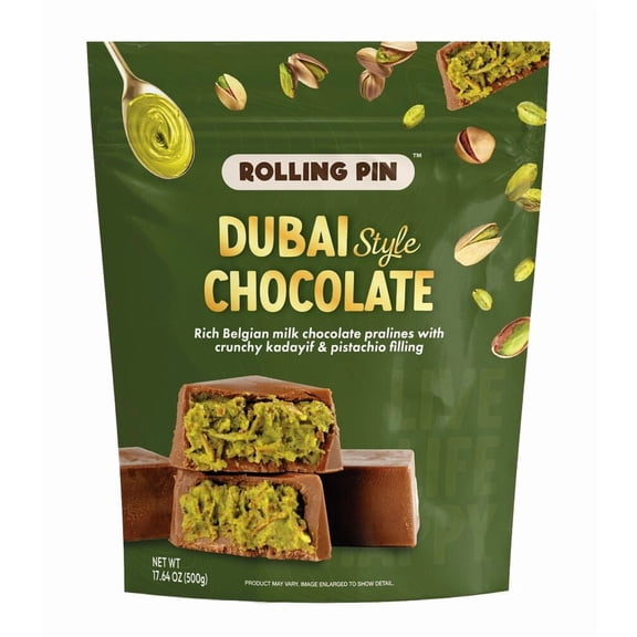Rolling Pin Dubai Style Chocolate, 17.64 oz Rich & Smooth Milk Chocolate