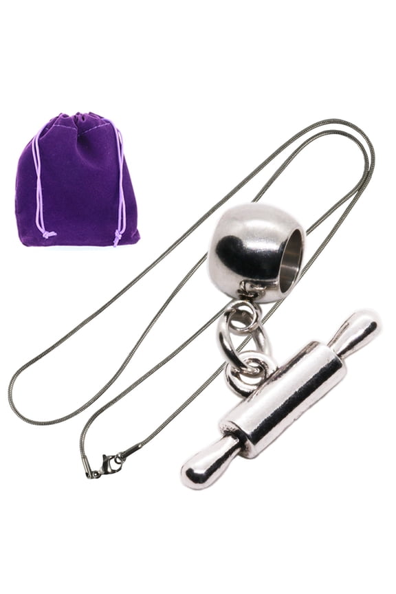 Rolling Pin Necklace with Stainless Steel Snake Chain, Baking Supplies Fashion Jewelry, Metal Alloy Charm - Unique Rolling Pins for Baking Enthusiasts and Culinary Style Fans