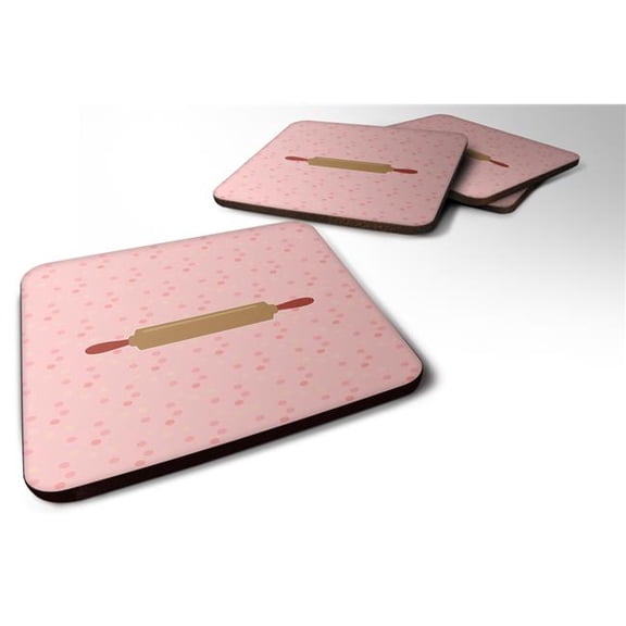 Rolling Pin Pink Foam Coasters - Set of 4