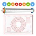 thumbnail image 1 of Rolling Pin and Silicone Baking Pastry Mat Set, Non-Stick Stainless Steel Dough Roller with Silicone Removable Rings, Kitchen Bake Tools for Pizza, Pie, Pastries, Pasta, Cookies, 1 of 7