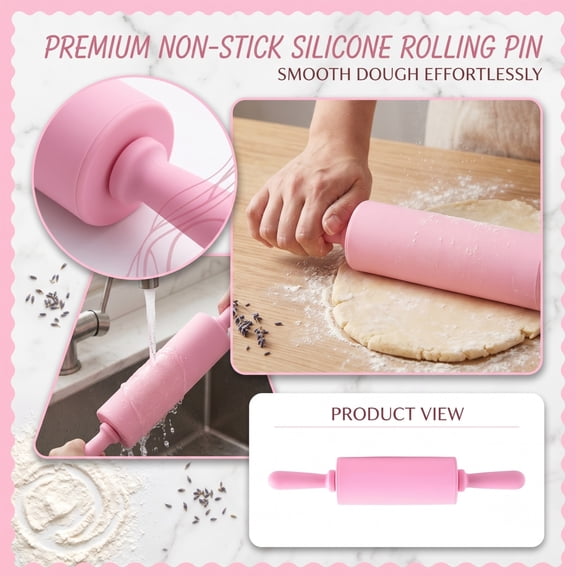 Rolling Pin Silicone Small Dough Roller with Plastic Handle 8.8-inch Length for Home Kitchen Baking and Pastry Preparation in Modern Grey Finish
