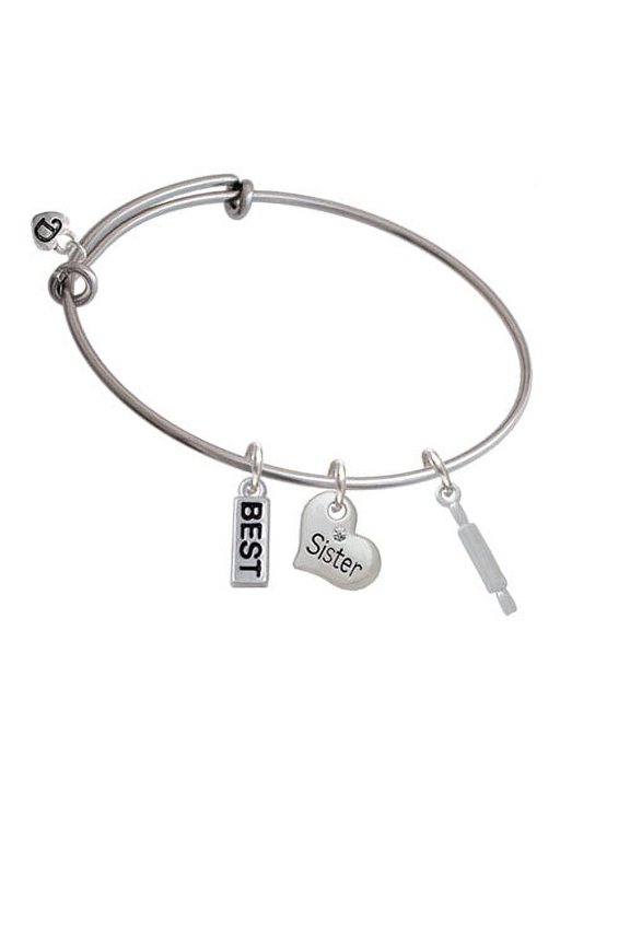 Rolling Pin Sister Heart Expandable Bangle Bracelet