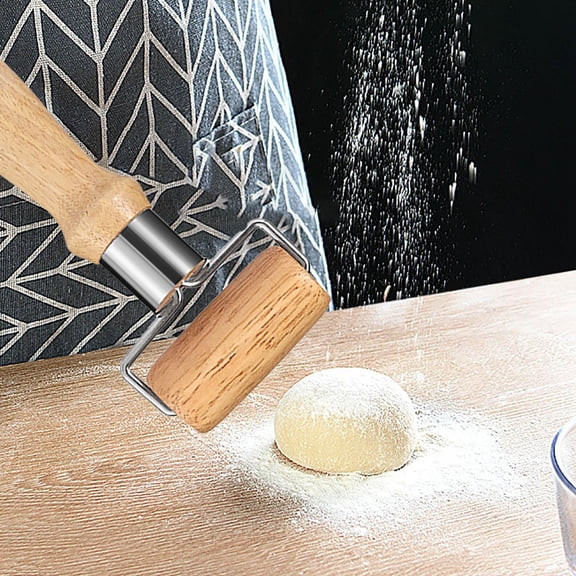 Rolling Pins for Pizza&Dough - Non-Stick, Wooden & Easy Clean, Baking, Pastry, Pie, Cookies - Kitchen Must Have,Wood Construction, Ergonomic Handles(6.7X2.6in)