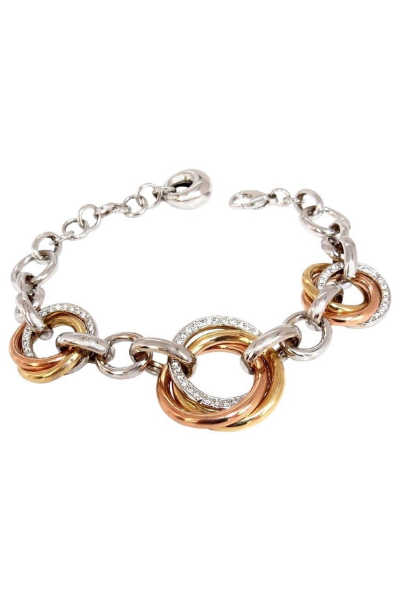 Rolling Rings 1.00ct round diamonds bracelet g.vs. 14kt multi-toned adjustable