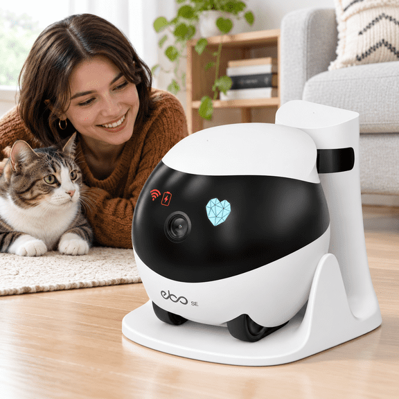 Rolling Robot Camera with Two-Way Talk for Indoor Home and Pet Monitoring