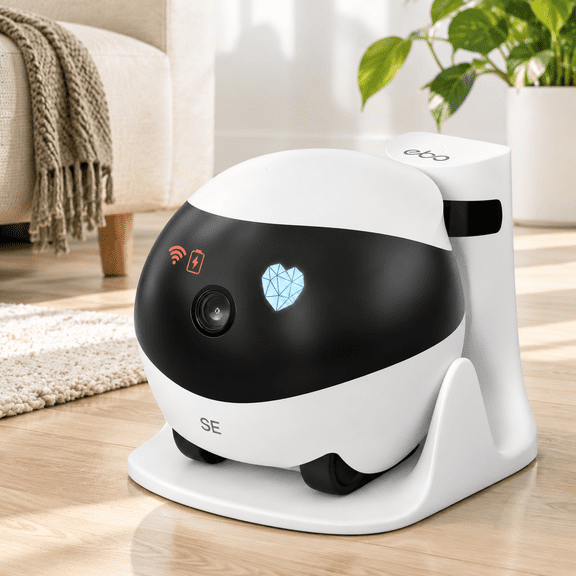 Rolling Robot Home Security Camera with 2-Way Talk, 1080P Day & Night Vision