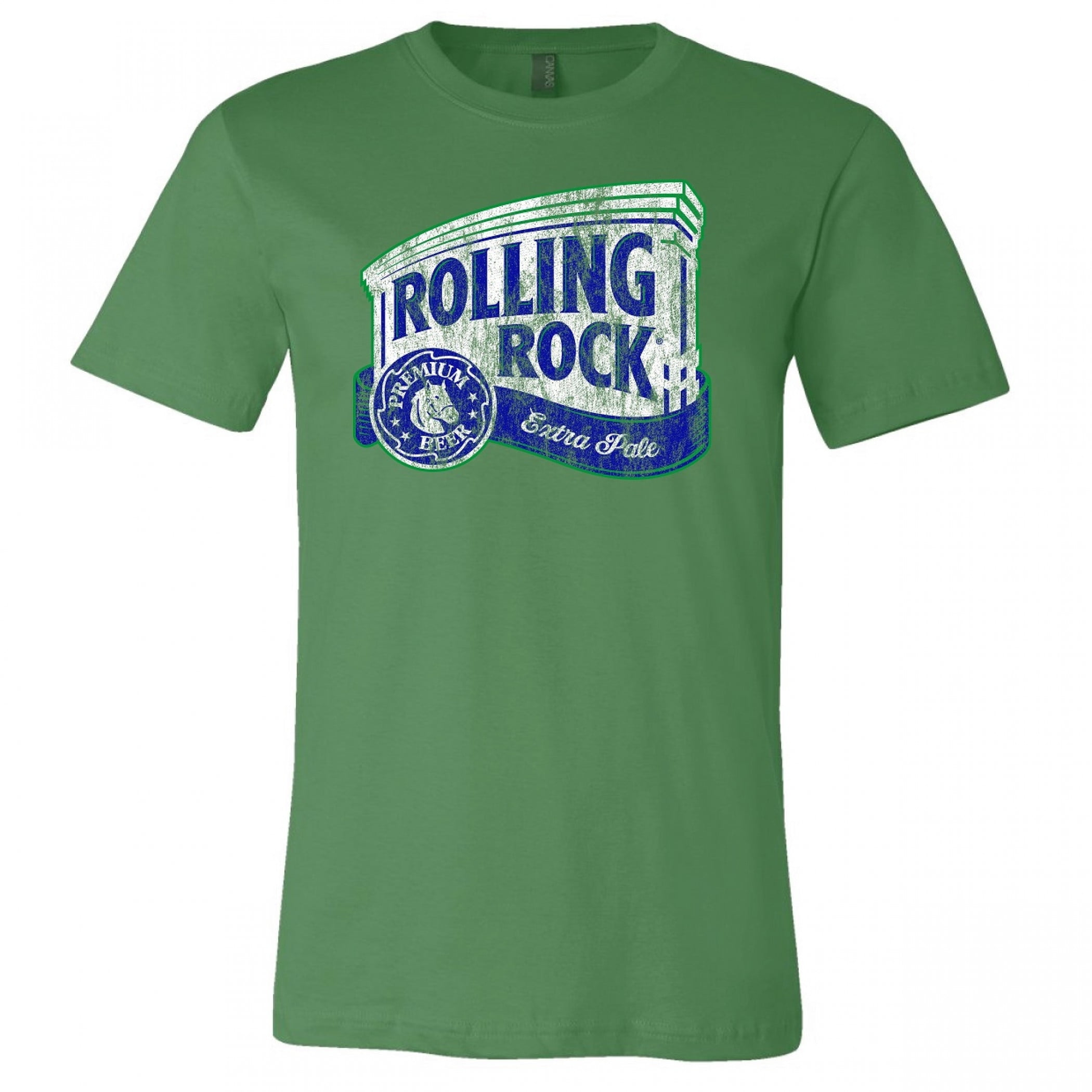 Rolling Rock Beer Classic Logo Distressed T-Shirt-Large