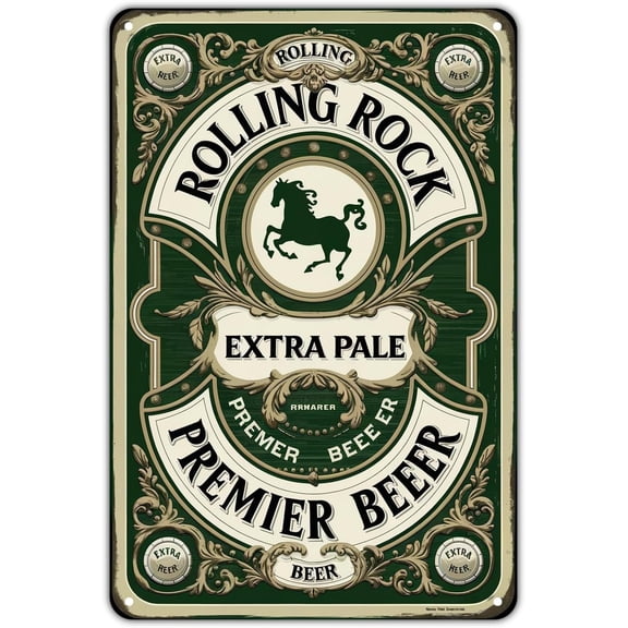 Rolling Rock Beer Rolling Rock Beer tin sign Vintage Premier Beer Metal Sign Print Aesthetic for Garden Yard Bar Porch Home Bedroom Kitchen Wall Decor Decor Gift 8 x 12 inch