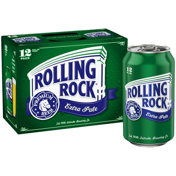 Rolling Rock Extra Pale Beer, 12 Pack 12 fl. oz. Aluminum Cans, 4.6% ABV