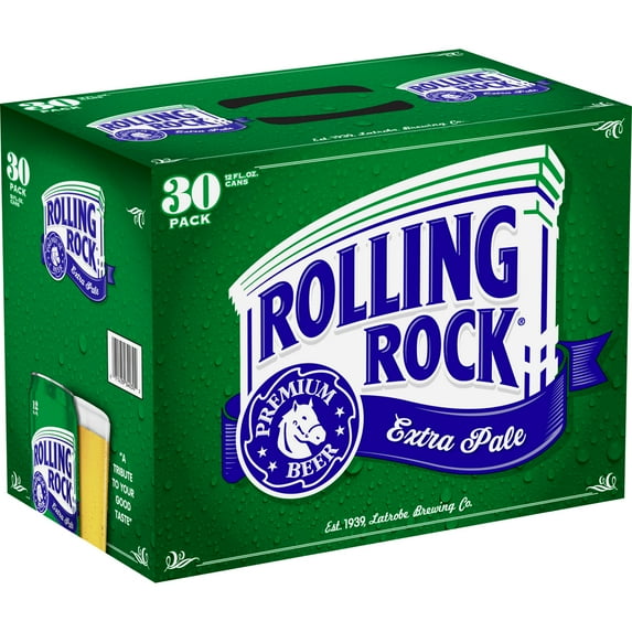 Rolling Rock Extra Pale Beer, 30 pack 12 fl. oz. Aluminum Cans, 4.6% ABV
