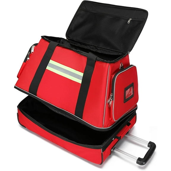 Rolling Roller Bag Trolley EMT Bag Empty for First Aid Responder Home Health Care Nursing Student Roll Duffle Bag Carry on with Wheels