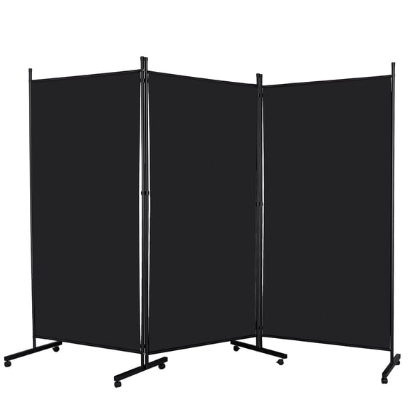 Rolling Room Dividers 5.9FT 3 Panel, Folding Privacy Screens with Lockable Wheels,102" W Portable Wall Divider Room Separation for Porch Living Room Dorm Studio Office, Black