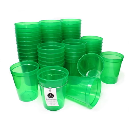 Rolling Sands 16 oz Reusable Plastic Cups, 50 Pack, USA Made, BPA Free Dishwasher Safe Green Tumblers