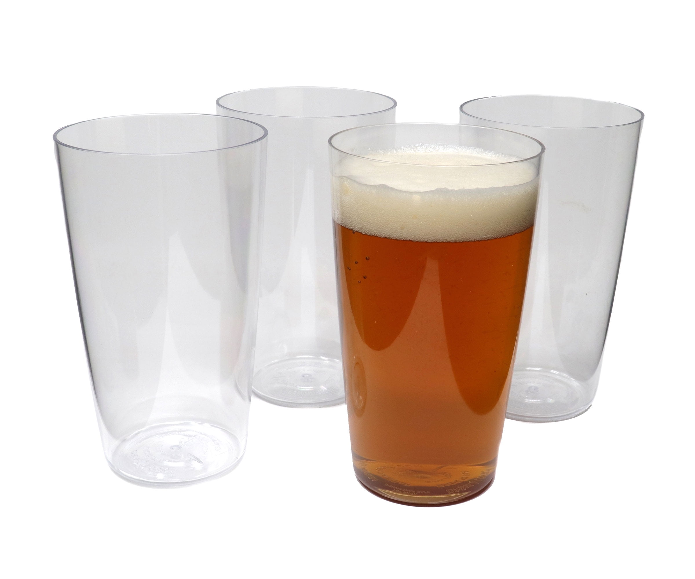 Plastic Pilsner Glasses, 16 oz Plastic Beer Glasses, Pilsner Beer Glasses,  Unbreakable, Dishwasher-Safe, BPA Free(Set of 4)