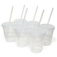 thumbnail image 1 of Rolling Sands 16oz Reusable Plastic Cups with Lids, 6 Pack, USA Made; BPA Free Clear Tumblers, Includes 6 Reusable Straws; Dishwasher Safe, 1 of 9