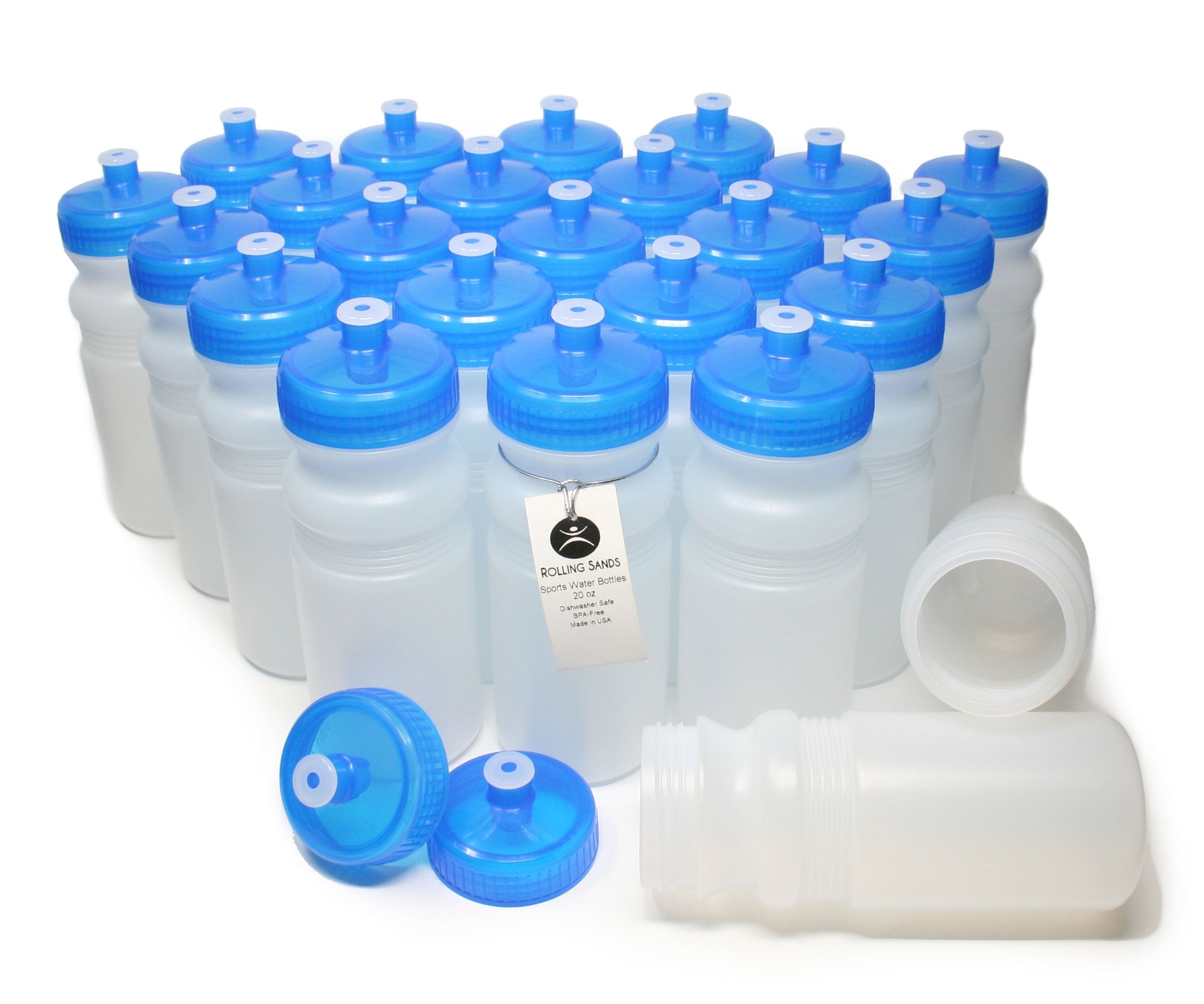 Rolling Sands 20 oz Sports Water Bottles 24 Pack, USA Made, BPA-Free, Dishwasher Safe