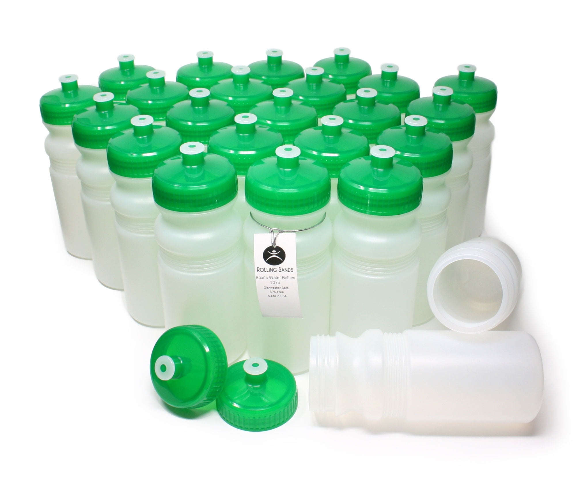 Rolling Sands 20 oz Sports Water Bottles 24 Pack, USA Made, BPA-Free, Dishwasher Safe