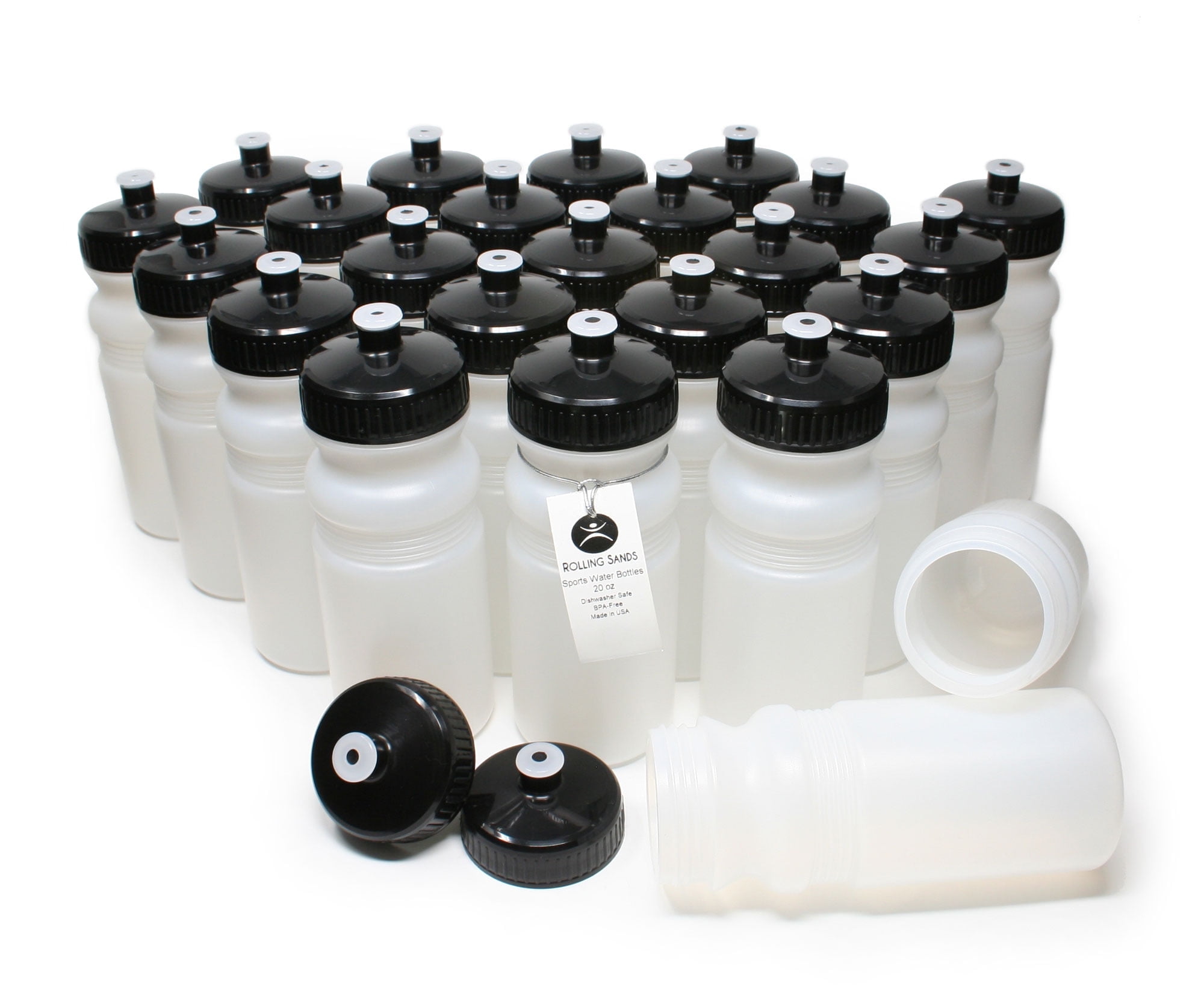 Rolling Sands 20 oz Sports Water Bottles 24 Pack, USA Made, BPA-Free, Dishwasher Safe