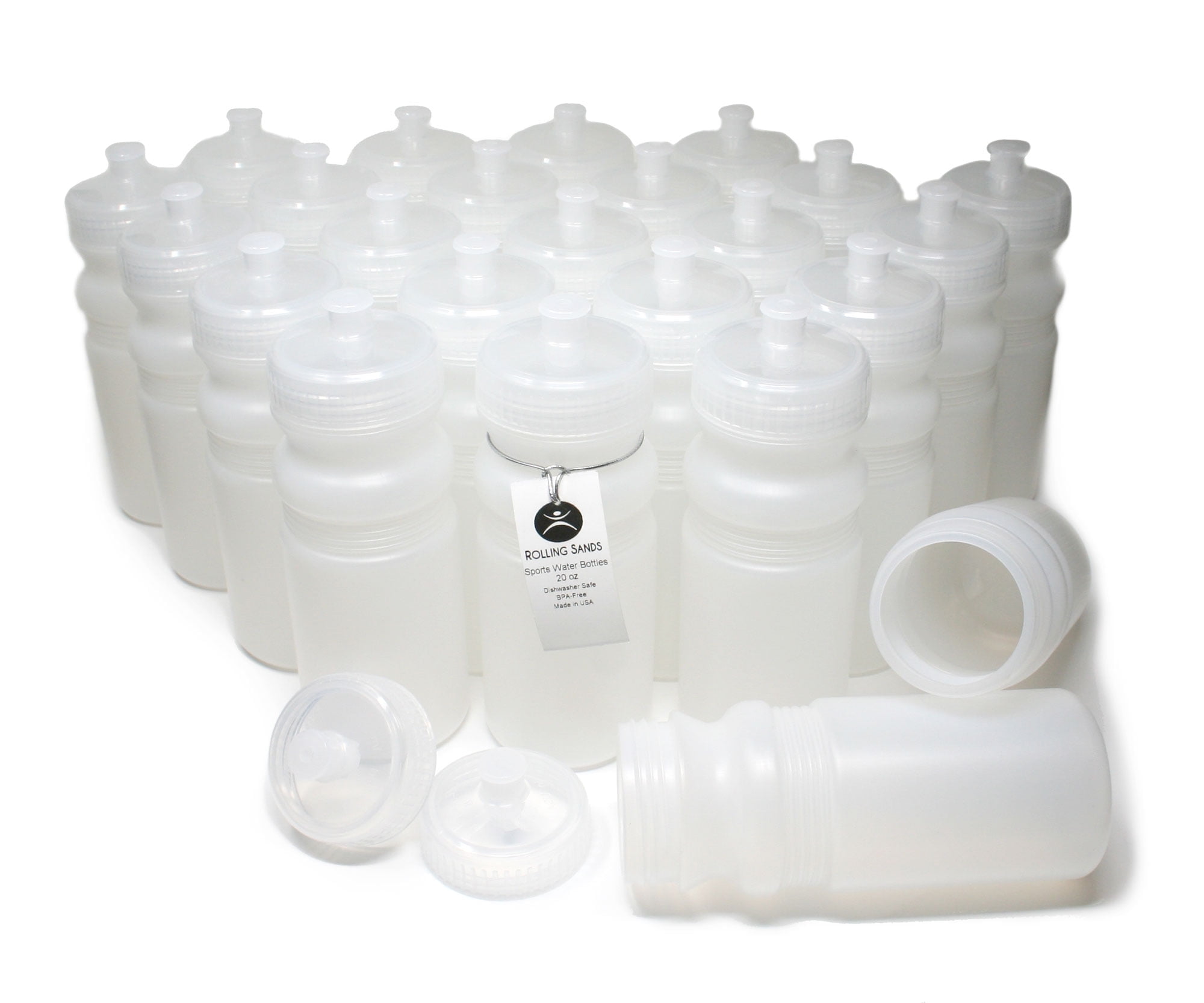 Rolling Sands 20 oz Sports Water Bottles 24 Pack, USA Made, BPA-Free, Dishwasher Safe
