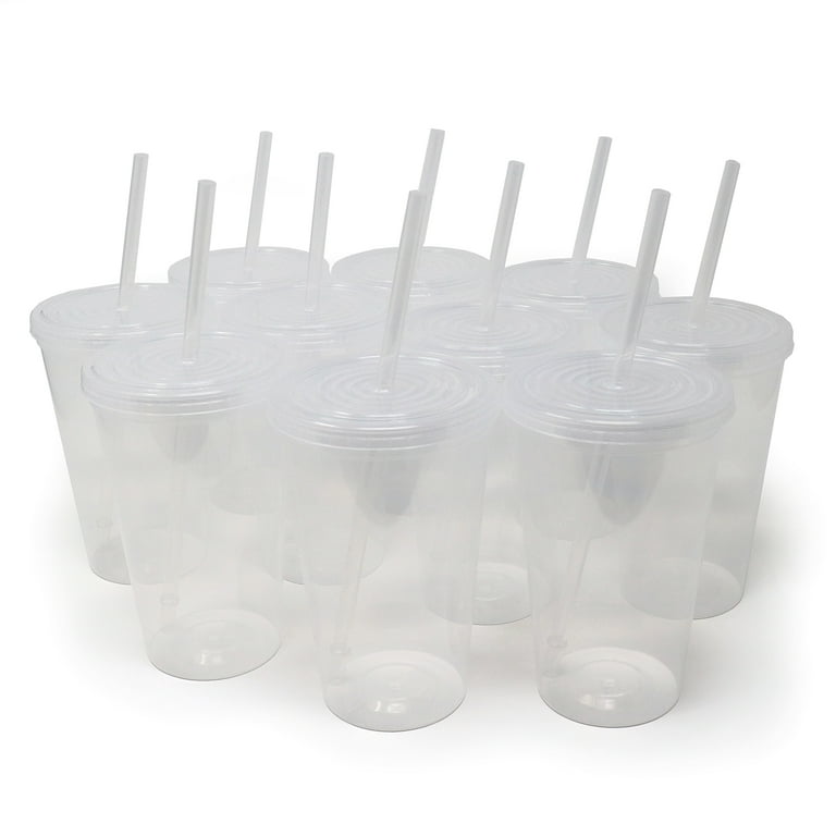 Rolling Sands 22 oz Reusable Plastic Cups with Lids 10 Pack USA