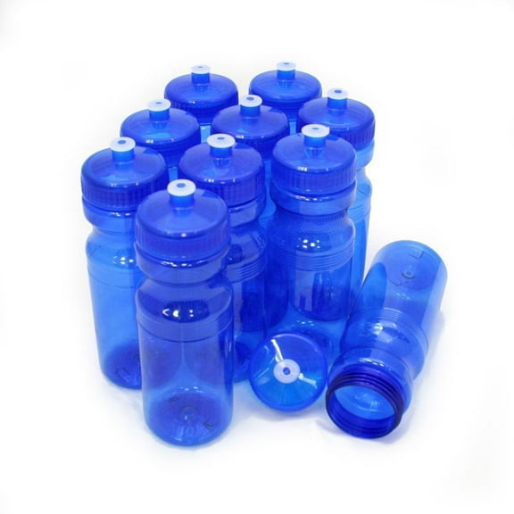 Rolling Sands 24 Fluid Ounce BPA-Free Blue Sports Water Bottles, Set of 10, Made in USA