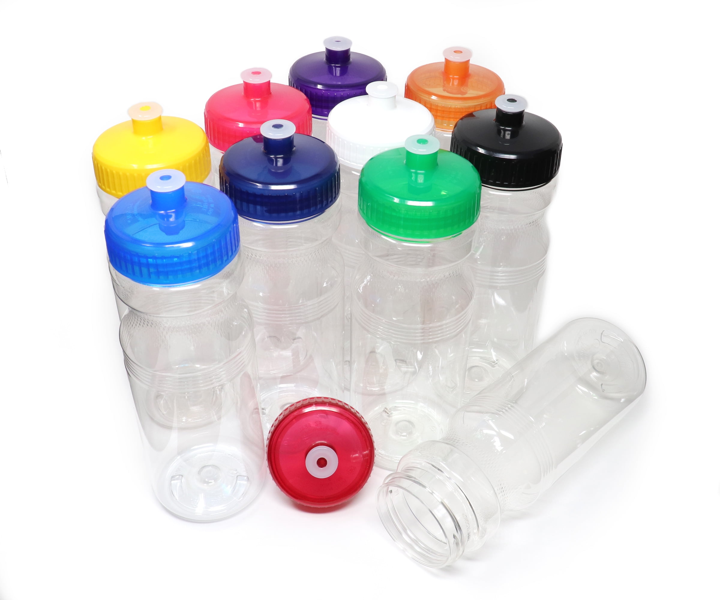 Rolling Sands Botellas de agua transparentes sin BPA de 24 onzas con color  rosa, paquete de 30 unidades, fabricado en Estados Unidos