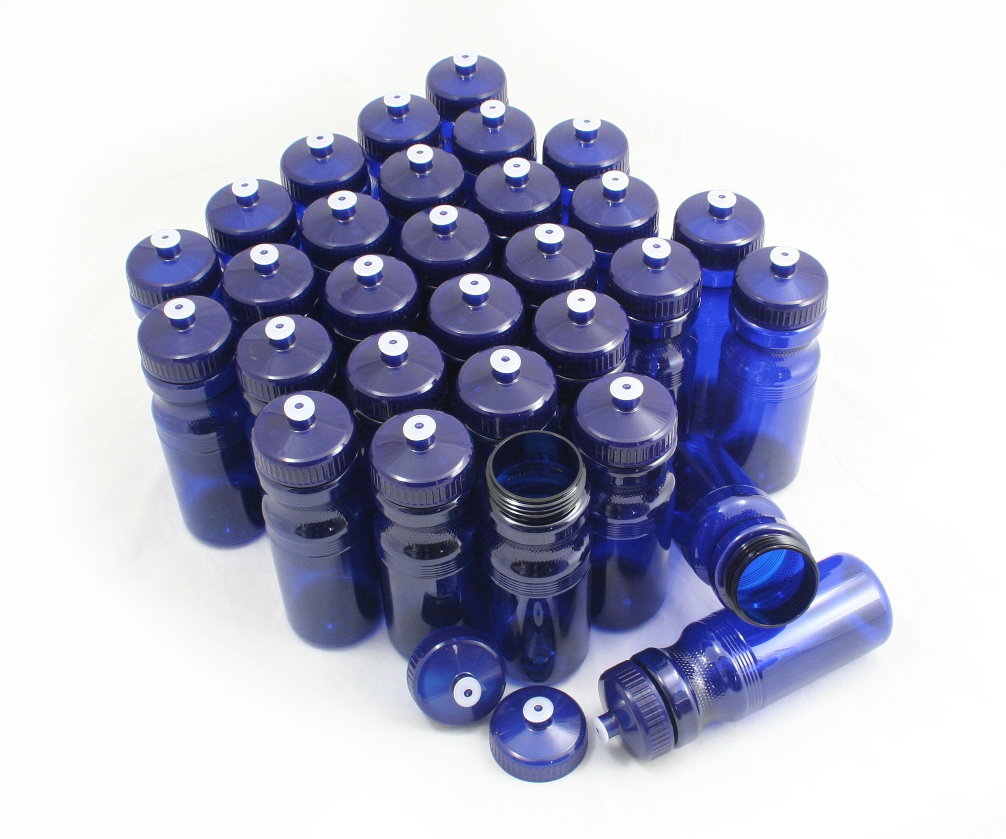 Rolling Sands BPA-freie Wasserflaschen – 30 Stück, 680 Ml, Transparent/regenbogenfarbene Deckel, In USA Hergestellt