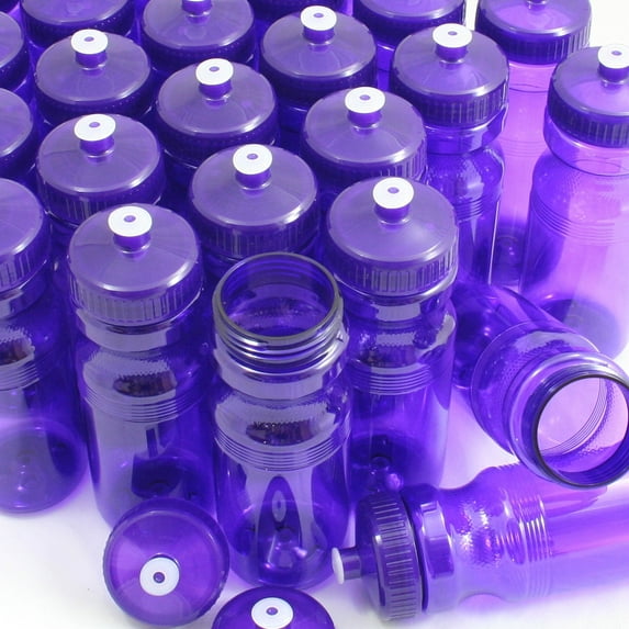 Rolling Sands BPA-Free 24 Fluid Ounce Purple Sports Water Bottles, Bulk 100 Pack, Made in USA