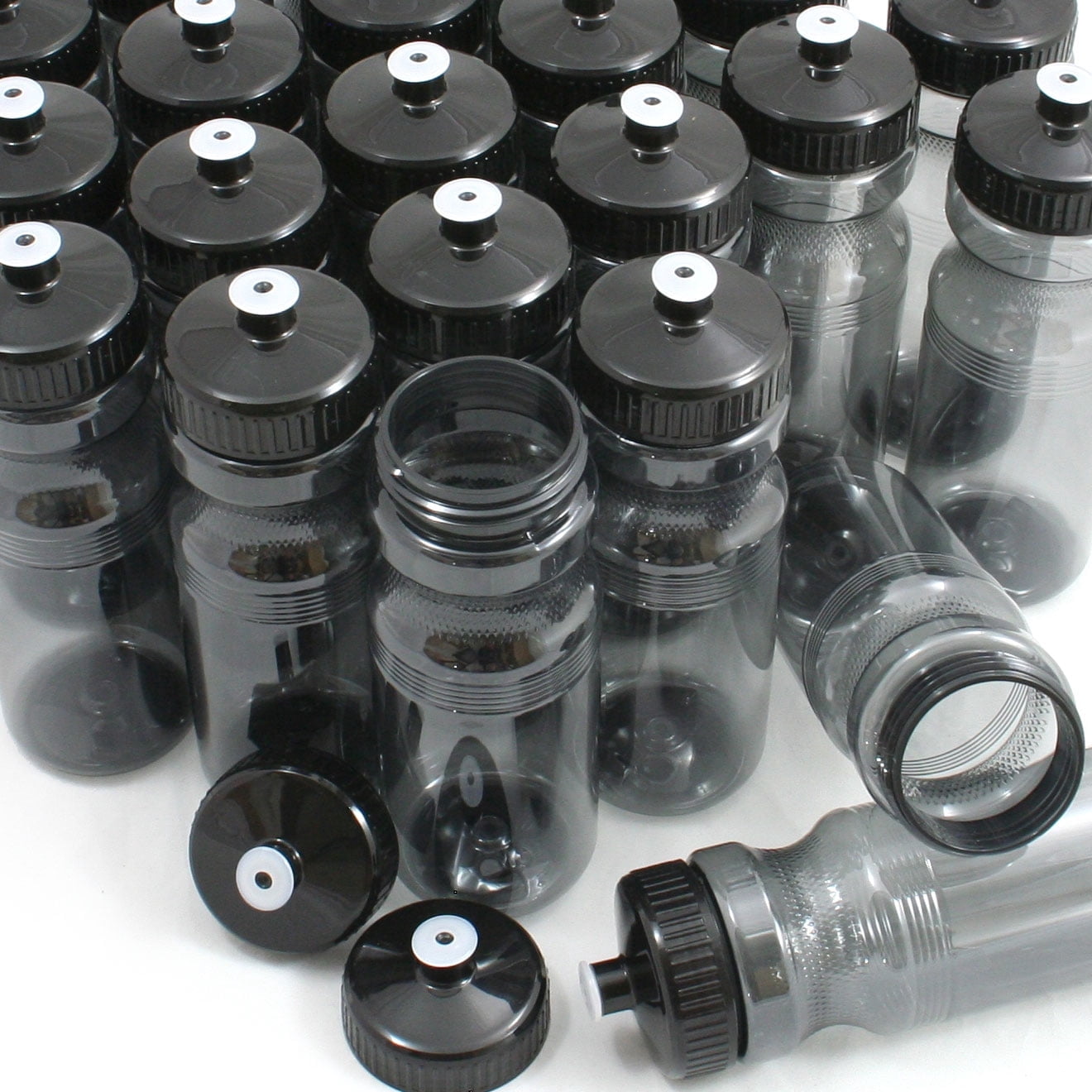 Rolling Sands BPA-Free 24 Ounce Charcoal Water Bottles, Bulk 100 Pack, Made in USA
