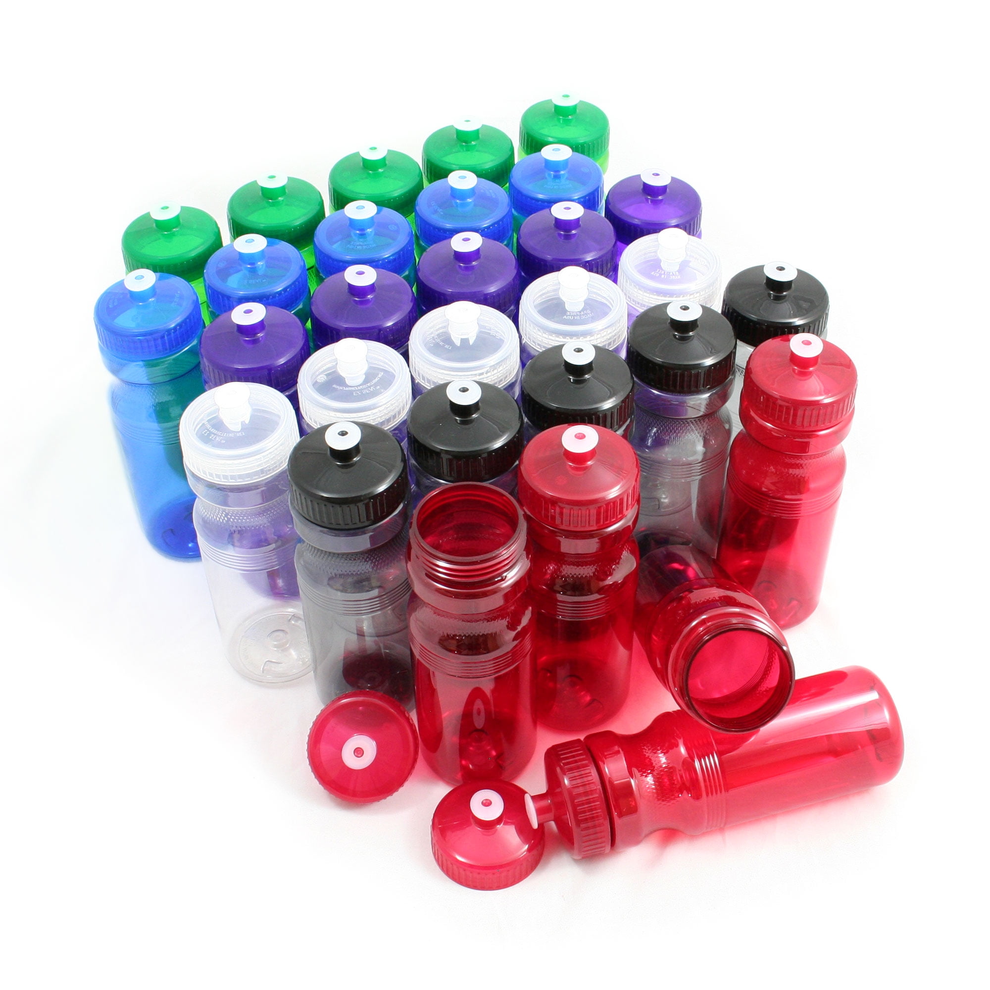 Rolling Sands Botellas de agua transparentes sin BPA de 24 onzas con color  rosa, paquete de 30 unidades, fabricado en Estados Unidos