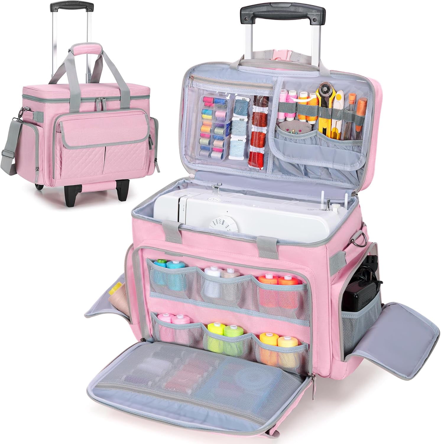 6+ Rolling Sewing Machine Case Rolling Sewing Machine Case with Multiple Pockets, Sewing Machine Bag