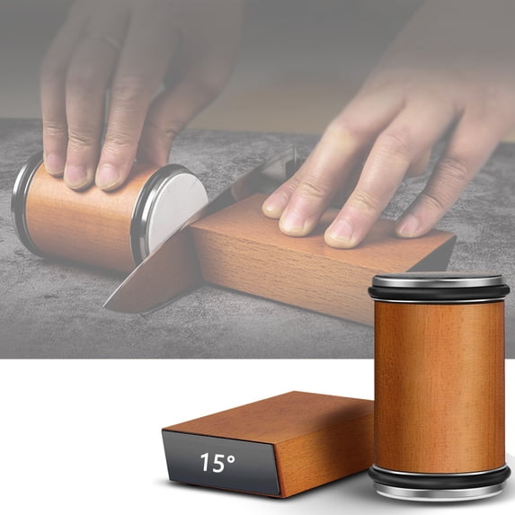 Rolling Sharpener with Magnetic Base for Effortlessly Sharpening Aligned Angles Wooden Base Revive Your Blades Simply Eco-friendly Kitchenware