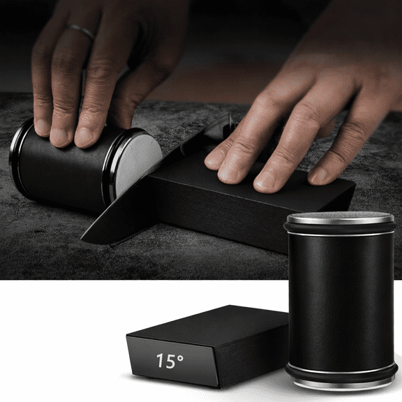 Rolling Sharpener with Magnetic Base for Effortlessly Sharpening Aligned Angles Wooden Base Revive Your Blades Simply Eco-friendly Kitchenware