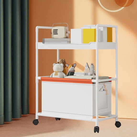 Rolling Shoe Organizer with Wheels - 2-Tier Large Capacity & Easy Assembly Storage Box, Ideal for Clothes & Toys, 30x22x11 In,White