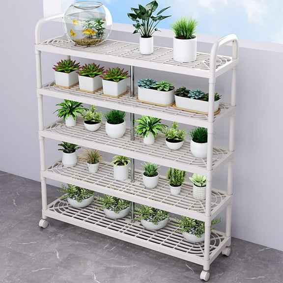 Rolling Shoe Rack with Wheels, Large Capacity Stackable Organizer for Sneakers & Boots | Heavy Duty Plastic Storage Shelf for Entryway, Garage & Small Spaces White