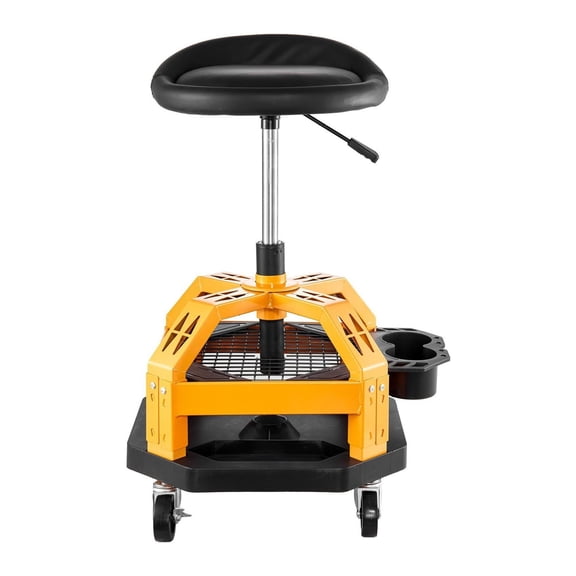 Rolling Shop Stool - Heavy Duty 300lbs Pneumatic Garage Seat, Adjustable Height Roller Creeper, 360 Swivel Padded Workshop Stool with Casters for Garage & Auto Repair