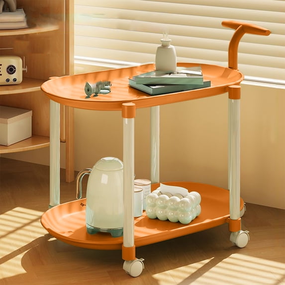 Rolling Side Table, Mobile End Table with Wheels, Portable Nightstand, Nesting Table for Small Spaces, 2-Tier Storage Organizer