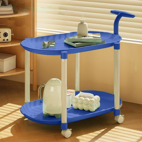 Rolling Side Table, Mobile End Table with Wheels, Portable Nightstand, Nesting Table for Small Spaces, 2-Tier Storage Organizer