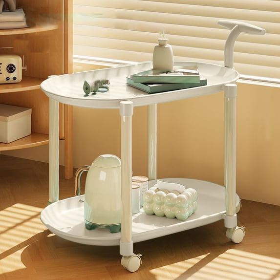 Rolling Side Table, Mobile End Table with Wheels, Portable Nightstand, Nesting Table for Small Spaces, 2-Tier Storage Organizer