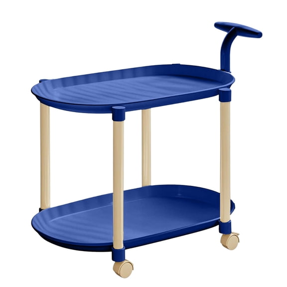 Rolling Side Table With Wheels Mobile Utility Cart - 2 Tier Storage Organizer for Living Room Bedroom Kitchen - Portable Nightstand End Table with Silent Casters for Small Spaces