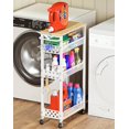thumbnail image 1 of Rolling Slim Storage Cart, 4-Tier Narrow Bathroom Laundry Room Organization Cart, Metal Kitchen Storage Mobile Shelf Unit Organizer with Wood Top, Slim Utility Cart with Wheels for Small Space, 1 of 9