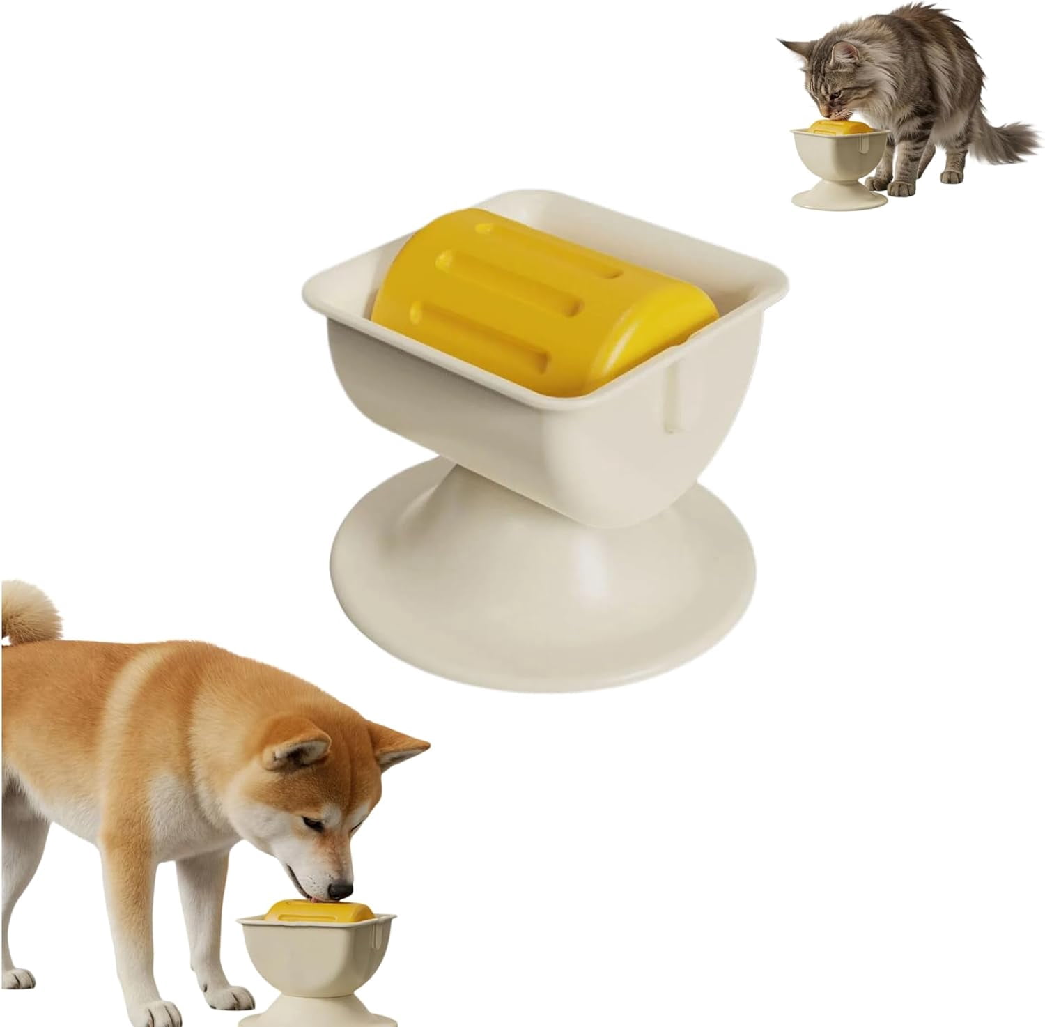 Rolling Slow Feeder Dog Bowl, Interactive Lick Mat with Non-Slip Base, Slow Feeding Lick Toy for Wet Food, Water & Treats for Dogs & Cats (Grey, 1PC)