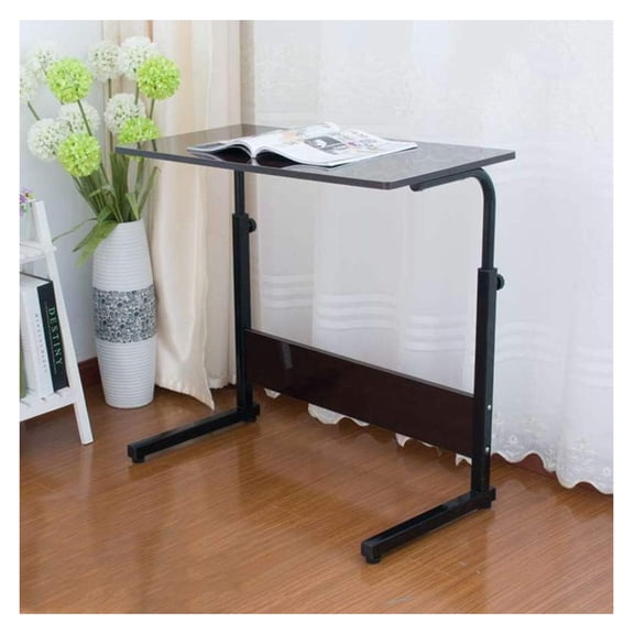 Rolling Sofa Side Snack Table Portable Laptop Computer Desk Stand with Wheels, Height Adjustable Breakfast TV Tray Bedside Coffee Table, Wood Desktop with Metal Frame (31.5" Lx15.7 W)