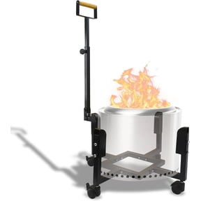 Rolling Stand with Telescopic Handle for Solo Stove Bonfire 22" Portable Fire Pit Stand for 19.5" Smokeless Fire pits, Heavy Duty Outdoor Fire Pit Trolley Base for Patio, Backyard & Camping