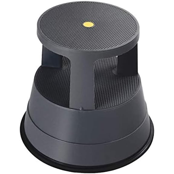 Rolling Step Stool, 350 LBS Capacity 2-Tier Anti-Slip Round Kick Stools, Retractable Casters, Portable Step Stool with Wheels for Library, Kitchen, Home Office, Garage, Grey$$Office